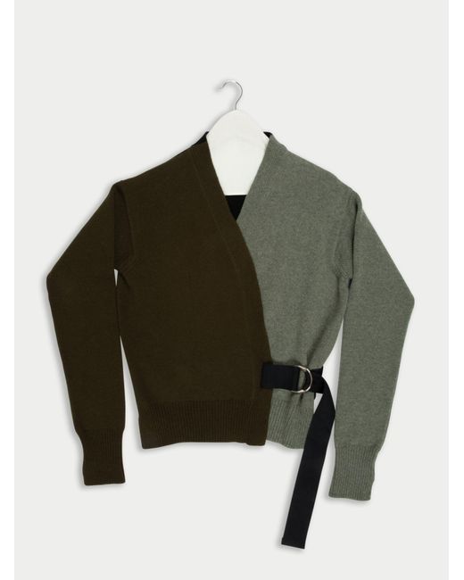 La Fetiche Natural Loulou Hand Framed And Hand Finished Menswear Cardigan With Graphic Styling And Punk Side Ties