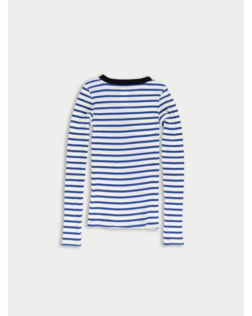 La Fetiche Blue Jackie Raye Fine Weight Ribbed Top