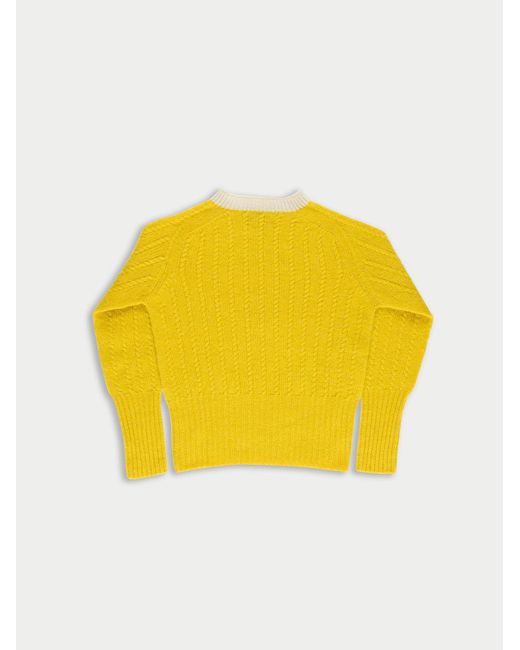La Fetiche Yellow Pierre Cable Knit Shetland Sweater
