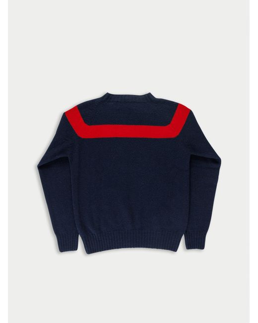 La Fetiche Blue Ossie Traditional Seam Free Sweater With Placed Graphic Yoke Design