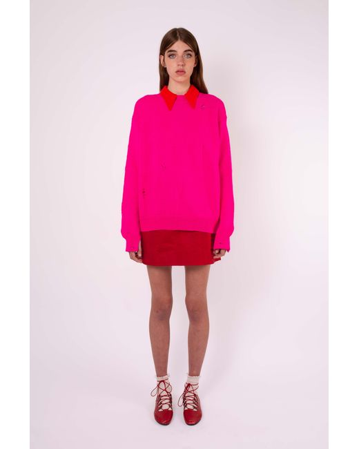 La Fetiche Pink Maeve Crew Neck Sweater