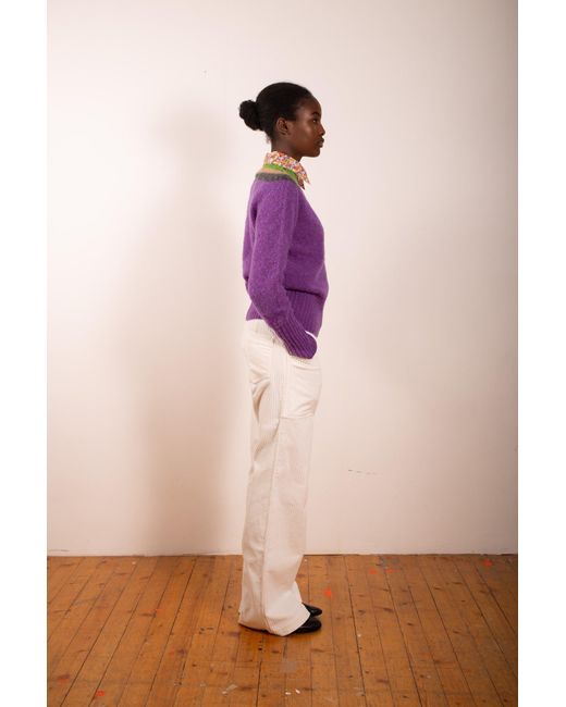 La Fetiche Purple Sophie Brushed Crew Neck Sweater