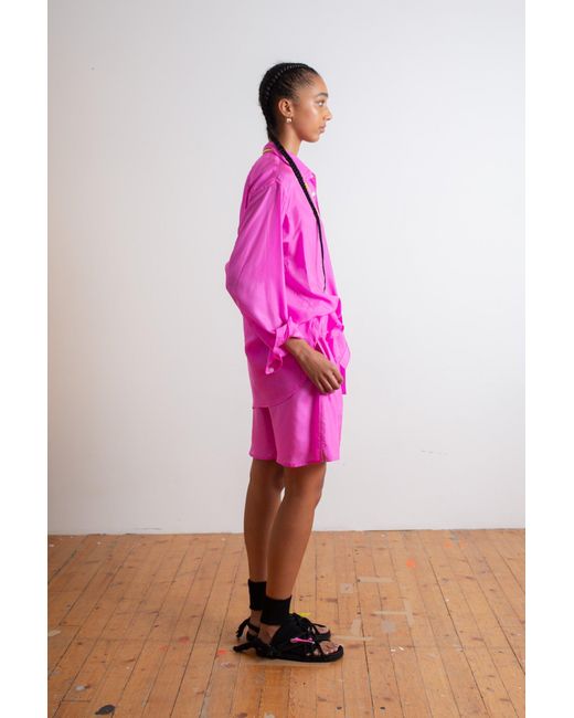 La Fetiche Pink Nico Silk Shirt