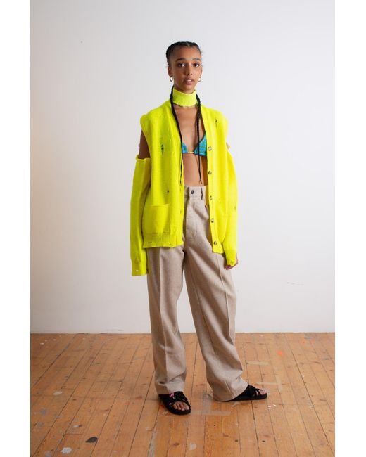 La Fetiche Yellow Jacob Menswear Style Cardigan