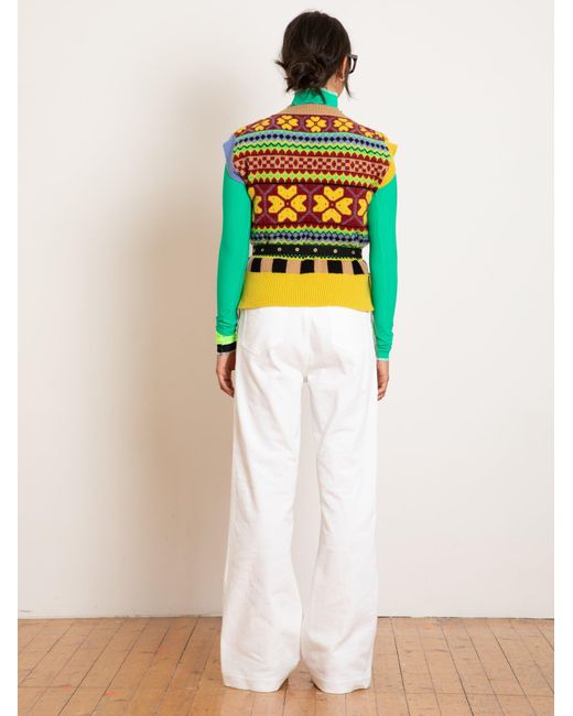 La Fetiche Yellow Josef Traditional Fairisle V-Neck Sweater Vest
