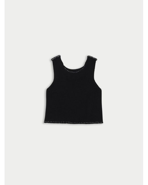 La Fetiche Black Axel Ribbed Vest Top