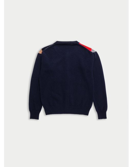 La Fetiche Blue Cynthia Crew Neck Argyle Cardigan