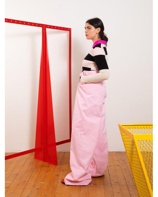 La Fetiche Pink Keith Overdyed Cotton Utility Trousers
