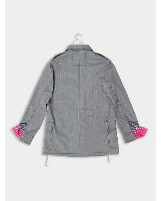 La Fetiche Gray Veruschka Denim Candy Striped Utility Jacket