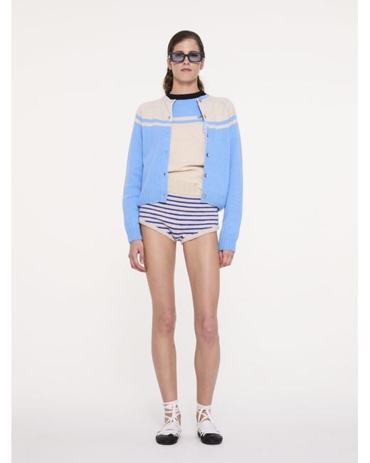 La Fetiche Blue Maar Crew Neck Cardigan