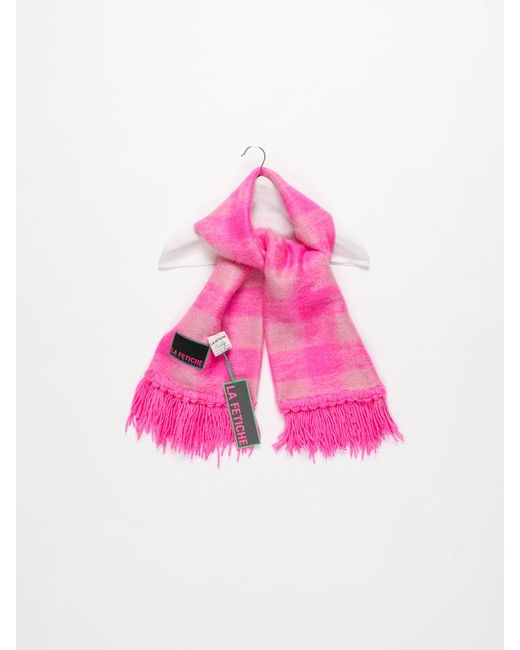 La Fetiche Pink Dolly Mohair Scarf With Hand-Finished Tassles