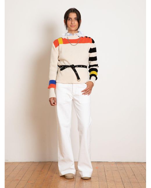 La Fetiche White Bettina Bauhaus Styled Knit Sweater