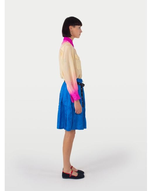 La Fetiche Blue Bernadette Pleated Skirt