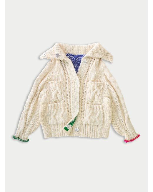 La Fetiche Natural Pearl Chunky Hand Knitted Aran Style Cardigan