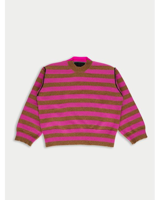 La Fetiche Red Leslie Oversized Loose Fit Striped Sweater