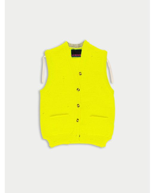 La Fetiche Yellow Jacob Menswear Style Cardigan