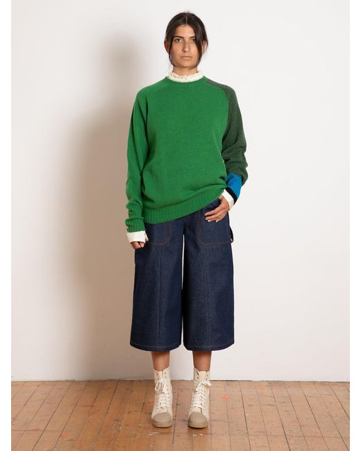 La Fetiche Green Percy Oversized Lambswool Sweater