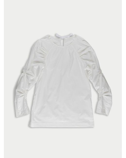 La Fetiche White Pixie Gathered Raglan Sleeve Blouse