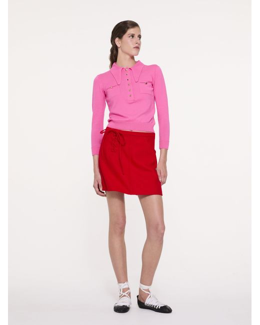 La Fetiche Pink Sammy Fine Weight Polo Top