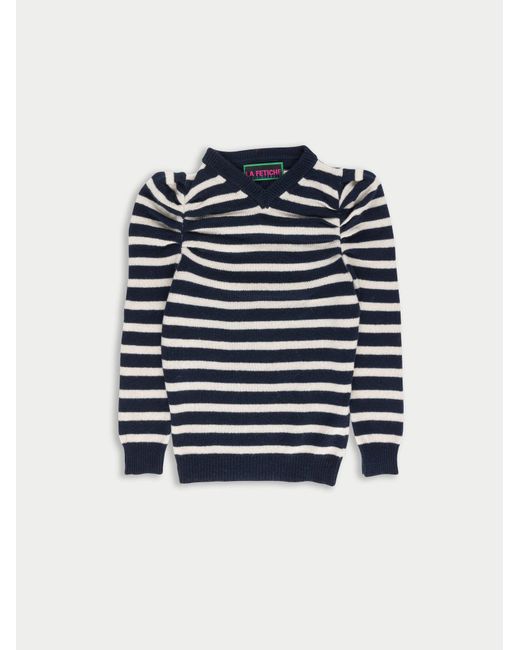 La Fetiche Blue Victoria V-Neck Sweater
