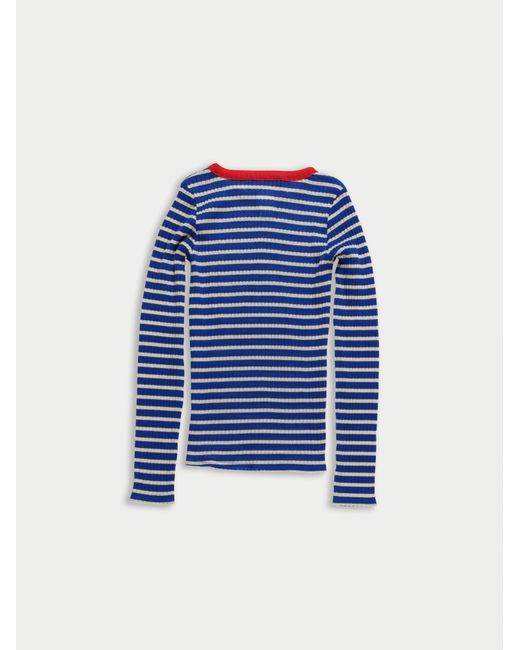 La Fetiche Blue Jackie Raye Fine Weight Ribbed Top