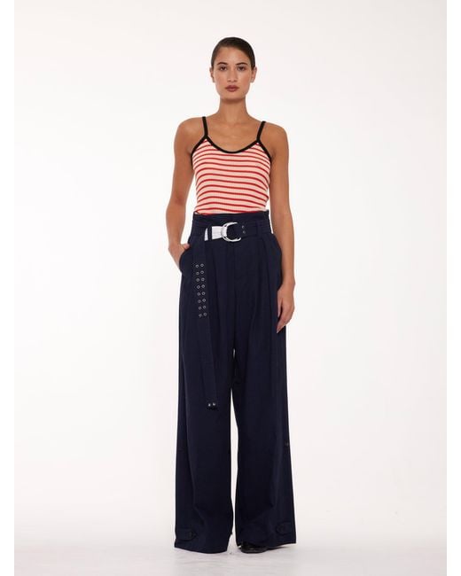 La Fetiche Blue Angie Wide Leg Pleated Pant
