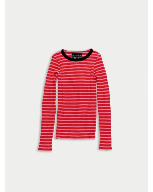 La Fetiche Red Jackie Raye Striped Top