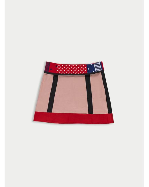 La Fetiche Red James A-Line Panel Mini Skirt