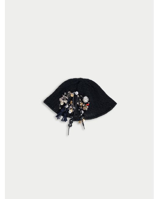 La Fetiche Black Sam Embellished Bucket Hat