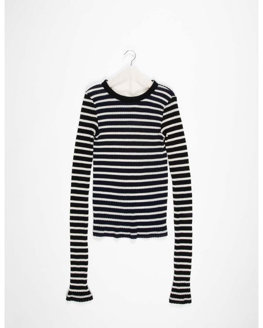 Women's Blue Jackie Raye Striped Fine Weight Top