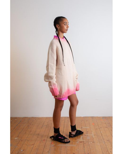 La Fetiche Pink Barney Hand Dye Oversized Menswear Sweater
