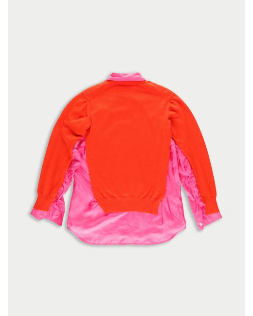 La Fetiche Red Robbie Relaxed Fit Menswear V-Neck Sweater