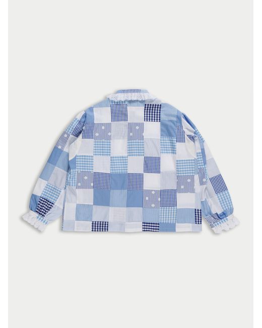La Fetiche Blue Jane Patchwork Cotton Blouse