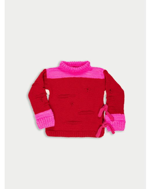 La Fetiche Red Lolita Hand Knitted Drop Stitch Sweater