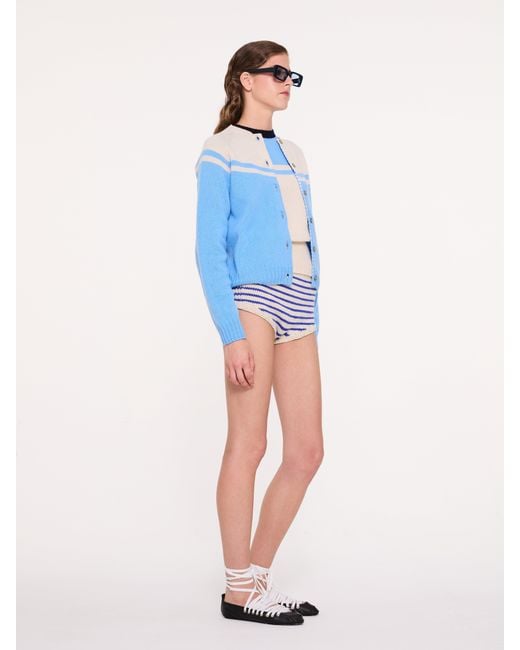 La Fetiche Blue Maar Crew Neck Cardigan