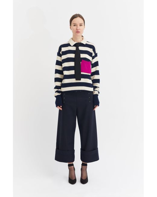 La Fetiche Blue Winifred Striped Rugby Sweater