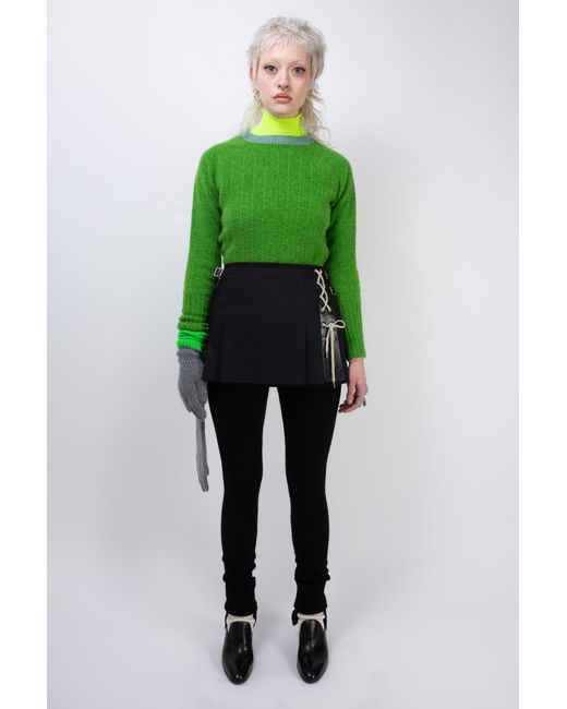La Fetiche Green Pierre Cable Knit Shetland Sweater