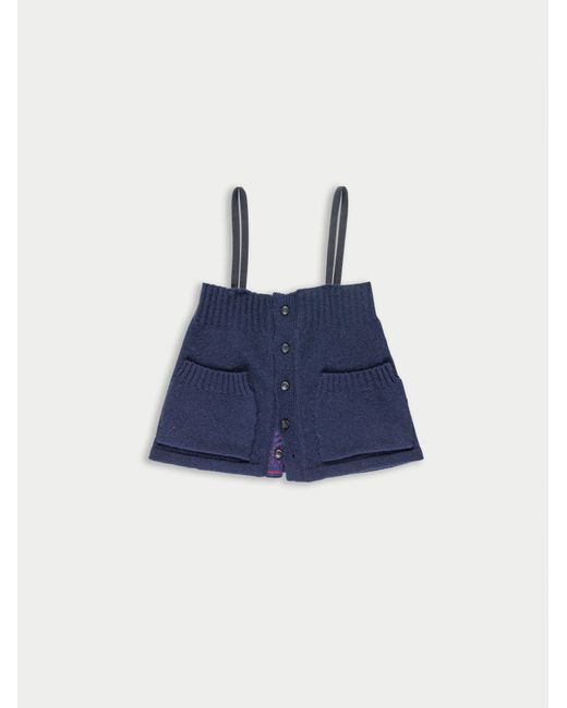 La Fetiche Blue Yuki Knitted Camisole Top