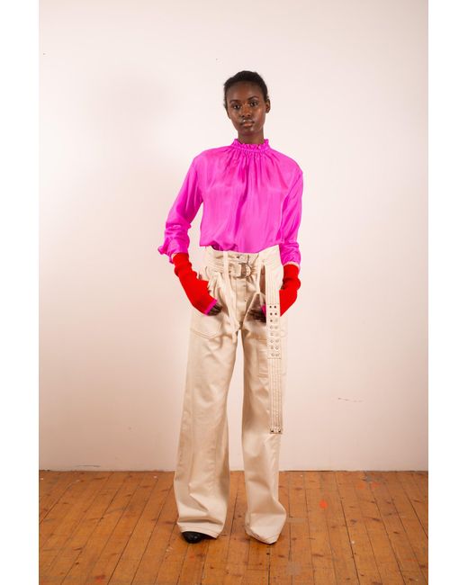 La Fetiche Pink Vivienne Lightweight Silk Blouse