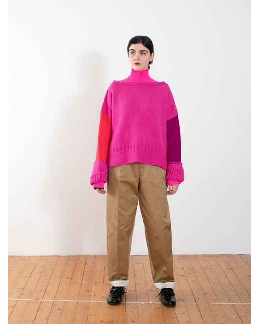La Fetiche Red Stanley Handknitted Guernsey Sweater
