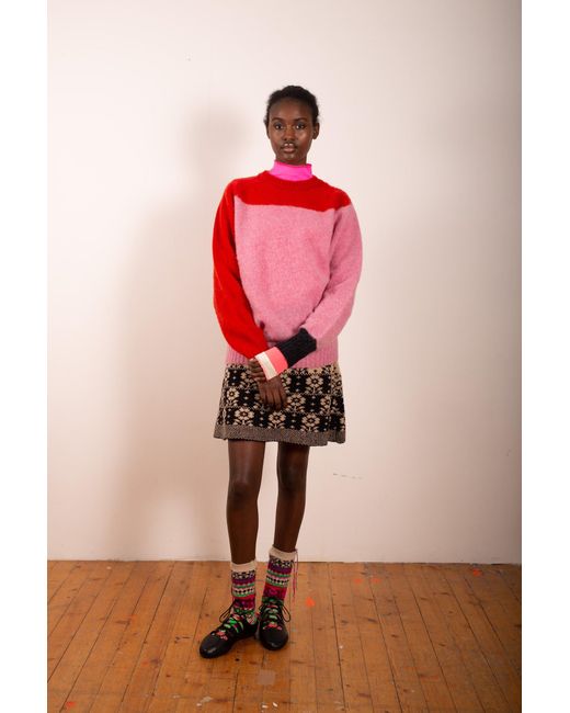 La Fetiche Pink Eva Oversized Brushed Sweater