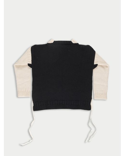 La Fetiche Natural Lucy Hand Knitted Oversized Guernsey Sweater With Traditional Guernsey And Graphic Details