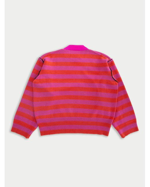 La Fetiche Red Leslie Oversized Loose Fit Striped Sweater