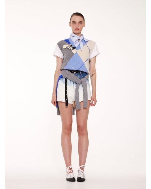 La Fetiche Blue Bryce V-Neck Argyle Sweater Vest