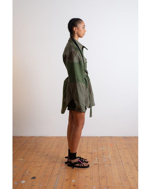 La Fetiche Green Claire Oversized Workwear Shirt Jacket