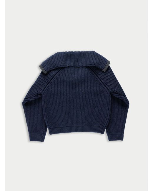 La Fetiche Blue Caxi Chunky Rib Knitted Jacket