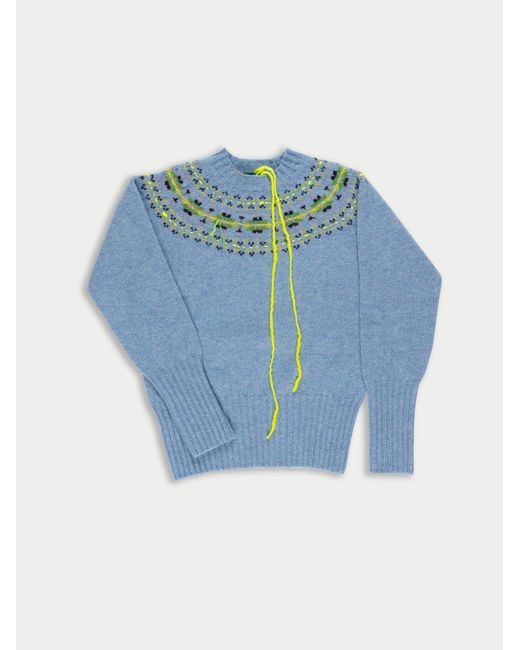 La Fetiche Blue Barbara Traditional Crafted Fairisle Sweater