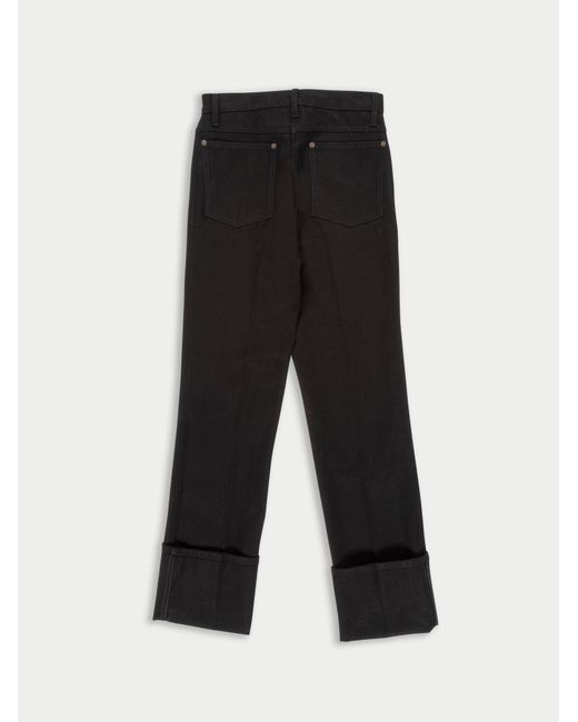 La Fetiche Black Angelica High Waisted Deep Denim Jeans With High Turnups