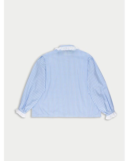 La Fetiche Blue Jane Gingham Cotton Blouse