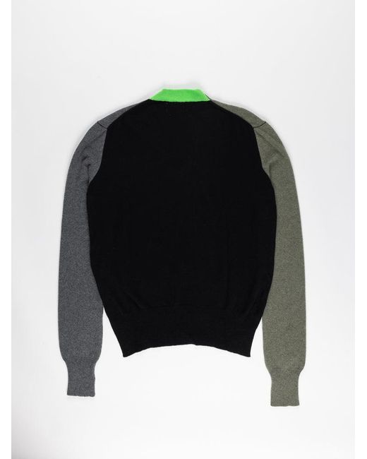 La Fetiche Green William Handframed Patched Lambswool Sweater